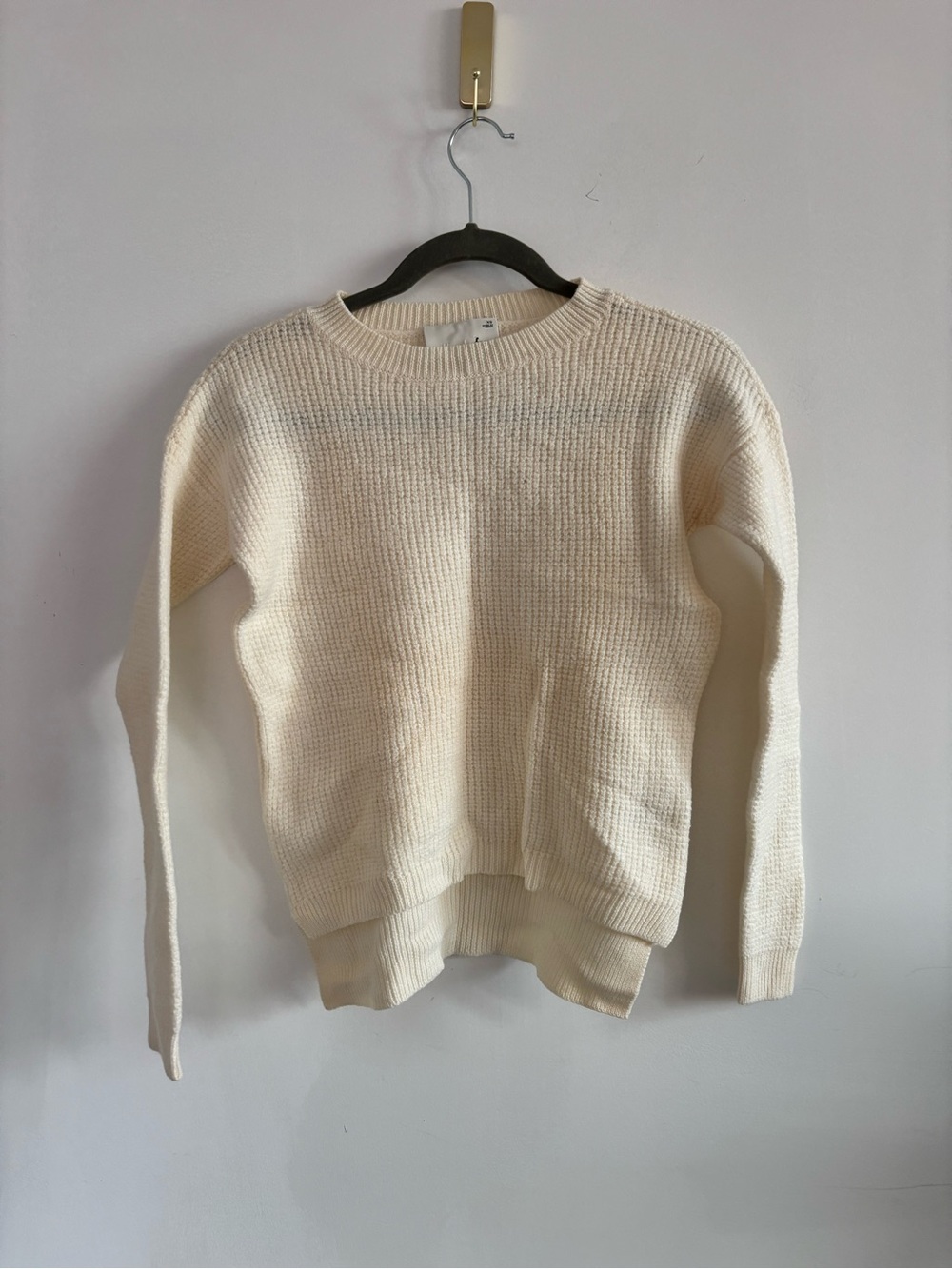 Classic & Cozy 100% Merino Wool- Wilfred Free- Cream Crewneck Knit Sweater- XS
